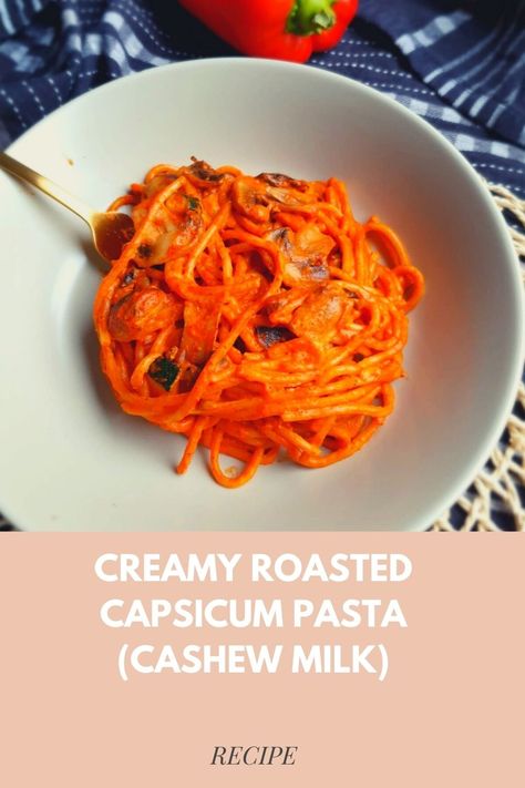 I've been experimenting with capsicum a bit more lately, and actually roasting a capsicum brings out SO MUCH MORE FLAVOUR!⁠ ⁠I've been making roasted capsicum soups and pastas, and this creamy roasted capsicum pasta dish will tick all the boxes 😁⁠ This recipe uses cashew milk to give it a very creamy taste and texture Capsicum Pasta, Cashew Milk Recipe, Cream Cheese Pasta, Roasted Capsicum, How To Cook Mushrooms, Cashew Milk, Oven Dishes, Nut Milk, Family Food