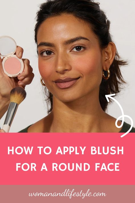 How To Apply Blush For A Round Face Apply Blush Round Face, Blush Placement, Applying Blush, Chiseled Jawline, Blush Application, Cleaning Your Ears, Best Makeup Tips, How To Apply Blush, Oval Face Shapes