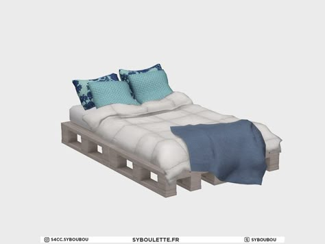 Palette Bed, 4 Bunk Beds, Pallet Floors, Sims 4 Beds, Adult Bunk Beds, Messy Bed, Beds For Small Rooms, Double Bed Designs, Sims 4 Challenges