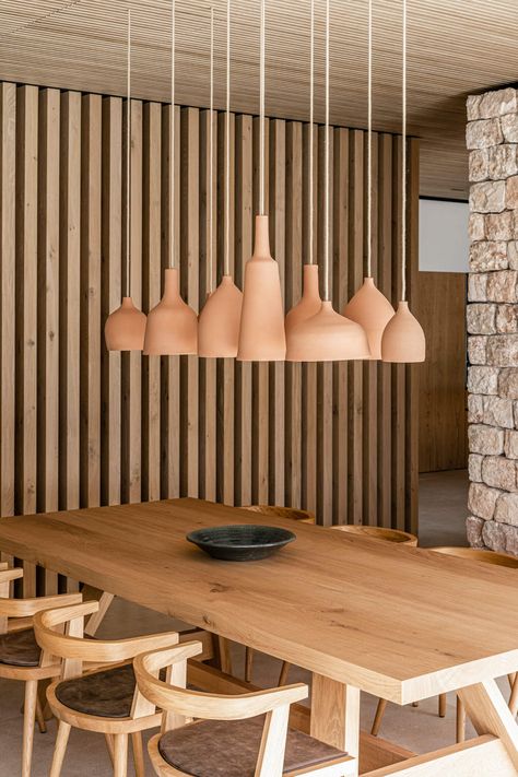 Casa Fly in Mallorca, Spain by beef arch|Houses Terracotta Ceiling, Ceramic Pendant Light, Stone Facade, Wooden Shutters, Open Plan Living Room, Traditional Houses, Mallorca Spain, Deco Luminaire, Wood Shutters