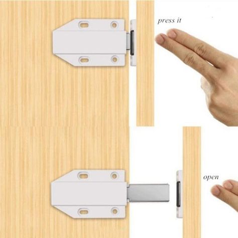 Cabinet  Push Door  Cupboard Push Latch Release Door Kitchen Drawer Closer Push  | eBay Cabinet Catches, Cabinet Latch, Door Closer, Magnetic Door, Door Catches, Open Cabinets, Kitchen Wardrobe, Kitchen Cabinet Door, Wardrobe Furniture