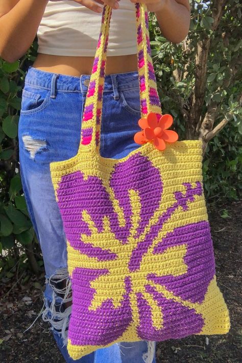 DIY: Hibiscus Flower Crochet Tote Bag + FREE CROCHET GRAPH PATTERN - YouTube | Crochet designs, Crochet, Crochet projects Diy Hibiscus Flower, Hibiscus Flower Crochet, Hibiscus Flower Tote Bag, Tote Crochet, Flower Tote Bag, Crochet Graph, Flower Tote, Crochet Bag Tutorials, Tapestry Crochet Patterns