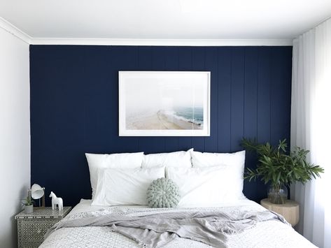 Strand house Main bedroom Sofa 2024, Bedroom Airbnb, Walker House, Country Squire, Blue Accent Walls, Bedroom Wall Colors, Blue Room, Black Bedroom, Blue Accent