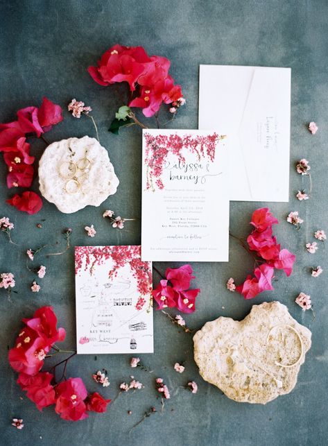 Bougainvillea-Inspired the Custom Wedding Invitation Design Bougainvillea Bouquet, Wedding Recessional, 2023 Color Of The Year, Bougainvillea Wedding, Orchid Bouquet Wedding, Wedding October, Oceanfront Wedding, Florida Keys Wedding, Wedding Planner App