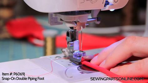 How to Use a Double Piping Foot - Sewing Parts Online Blog Brother Se400, Double Piping, Sewing Piping, Sewing Room Furniture, Sewing Videos, Art Supplies Bag, Sewing Things, Embroidery Blanks, Sewing Machine Parts