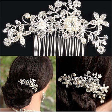 Headbands For Wedding, Hair Clips For Wedding, Wedding Hair Combs, Comb Pin, Flower Hair Clips Wedding, Bridal Wedding Flowers, Vintage Bridal Hair, Bridal Hair Combs Pearl, Rhinestone Hair Comb