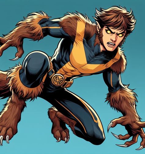 X Men Oc Mutant, Wolf Man Art, Wolf Superhero, Beast X Men, X Men Beast, Beast Xmen, Marvel Nova, Xman Marvel, Disney Beast