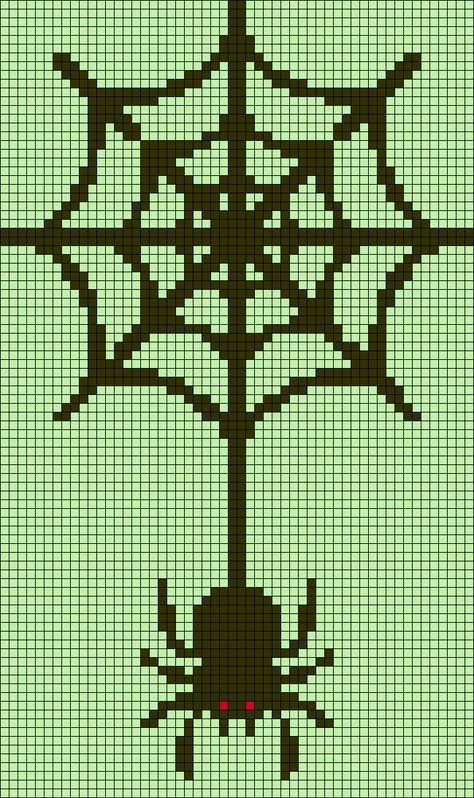 Spiderweb Alpha Pattern, Spider Web Alpha Pattern, Alpha Patterns Crochet Halloween, Spiderweb Pixel Art, Pixel Art Grid Halloween, Spider Alpha Pattern, Simple Crochet Tapestry, Spooky Alpha Pattern, Horror Alpha Pattern