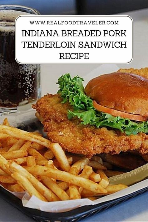 Indiana Breaded Pork Tenderloin Sandwich Recipe #BreadedPorkTenderloin #IndianaCulinaryTrail #IndianaFood #CulinaryTravel #Travel #CulinaryTourism #RealFood #RFTin2023 Indiana Breaded Pork Tenderloin Sandwich, Indiana Tenderloin Sandwich, Fried Tenderloin Recipes Sandwiches, Indiana Breaded Pork Tenderloin Recipes, Hoosier Pork Tenderloin Sandwich, Fried Pork Tenderloin Recipes Sandwiches, Breaded Pork Sandwich, Homemade Breaded Tenderloin, Breaded Pork Loin Sandwich Recipes