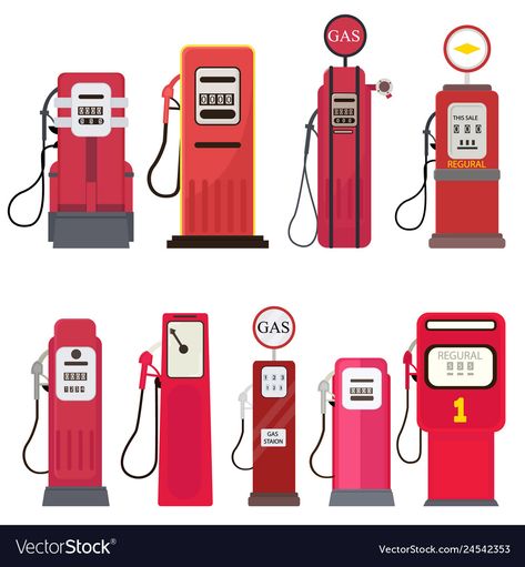 Diy Gas Station, Gas Station Illustration, Fuel Illustration, Gas Station Diorama, Industrial Technology, Vintage Gas Pumps, Pompe A Essence, Toy Garage, Kids Deco