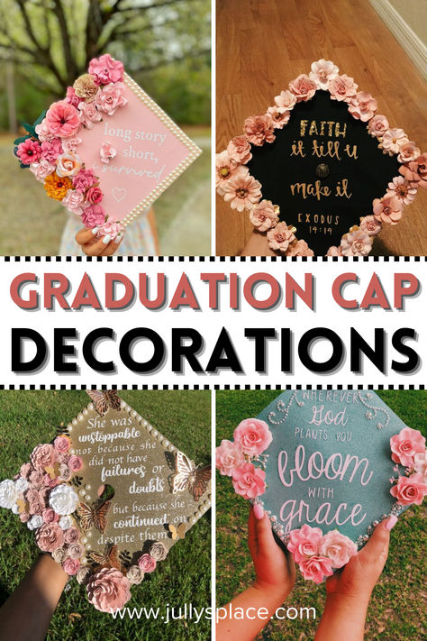 graduation cap decor Graduation Decorations Centerpieces, Diy Graduation Decorations, Caps Game, Graduation Cap Decoration Diy, High School Graduation Cap, Elegant Centerpieces, Graduation Cap Decoration, Cap Decorations, Graduation Celebration