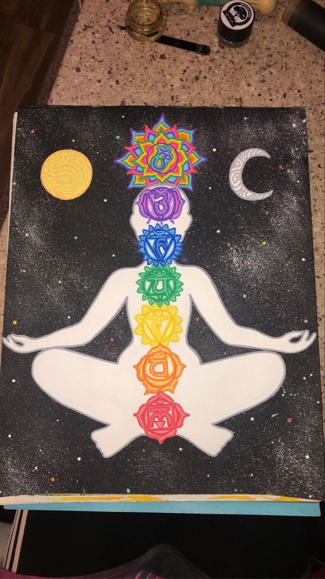 Art is my favorite form of meditation. This is my 1st spiritual painting & I really enjoyed painting it. Simple Spiritual Paintings, Spiritual Painting Ideas On Canvas, Spiritual Things To Paint Easy, Spiritual Art Drawings, Mini Canvas Art Spiritual, Acrylic Spiritual Paintings, Spiritual Art Painting, Spiritual Drawings, Vinyl Art Paint