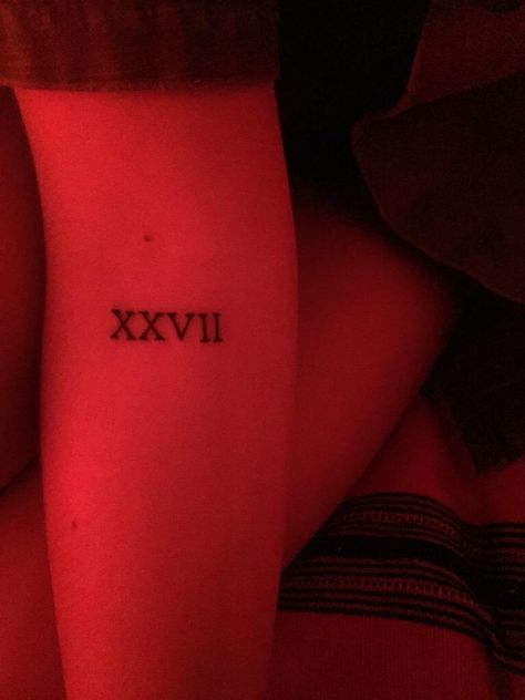 Lauren's new 27 Tattoo #LaurenJauregui 27 In Roman Numerals Tattoo, Roman Numeral 27 Tattoo, 27 Roman Numeral Tattoo, Tattoos To Hide From Parents, Best Celebrity Tattoos, Harmony Tattoo, Ink Quotes, 27 Tattoo, Roman Numeral Tattoos