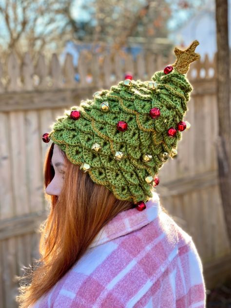 Tree Hat, Crochet Christmas Hats, Christmas Tree Hat, Crochet Tree, Christmas Beanie, Crochet Christmas Gifts, Easy Crochet Hat, Hat Patterns Free, Crochet Xmas