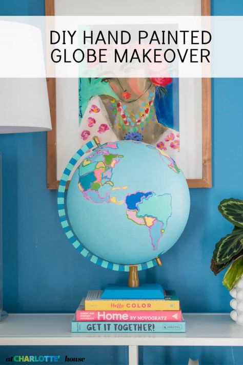 Diy Globe Projects, Painted Globe Diy, Globe Makeover, Globe Diy Projects, Mobile Classroom, Globe Projects, Hand Painted Globe, Globe Diy, Globe Crafts