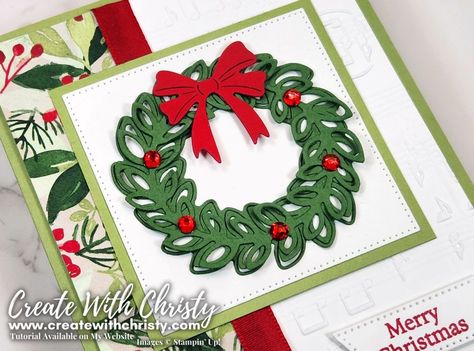 Free Card Class @ Home Video Included in Post - Class cards feature the Cottage Wreaths Bundle from Stampin' Up! - Create With Christy - Christy Fulk, Independent Stampin' Up! Demonstrator (USA) Stampin Up Country Wreath Dies, Stampin Up Cottage Wreaths Christmas Cards, Stampin Up Country Wreaths, Cottage Wreath Stampin Up Cards, Diy Crafts Tutorials, Wreath Cards, Cottage Wreath, Sizzix Dies, Free Card