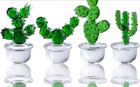 cute, aesthetic cactus made of glass material, material is durable, practical and safe. will not easily break and durable.Size: about 5*3.6*2.5cm,4.5*2.7*2.5cm,4*4*2.5cm,6.2*3.5*2.5cm. Artificial Cactus, Glass Cactus, Crystal Paperweight, Cactus Design, Crystal Figurines, Crystal Crafts, Glass Figurines, Crystal Art, Cactus And Succulents