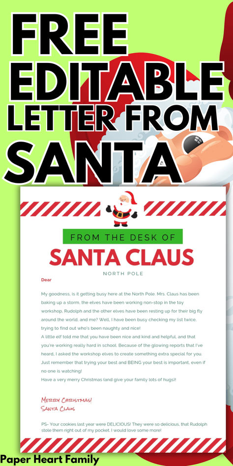 Letters From Santa Printable Free, Letter From Santa To Kids Free Printable, Letters From Santa To Kids, Free Printable Letters From Santa, Santa Letter Template Free Printable, Printable Letters From Santa, Letter To Santa Free Printable, Free Santa Letter Template, Printable Letter From Santa