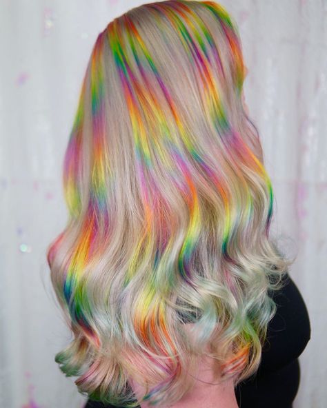 Streak Hair, Pastel Rainbow Hair, Underlights Hair, Rave Hair, Colourful Hair, Hair Creations, Pretty Hair Color, Magic Eyes, Color Melting