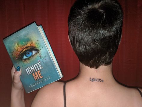 #tattoo #taherehmafi #ignite #igniteme #necktattoo #book #typewriterscript #shatterme Shatter Me Series Tattoo Ideas, Shatter Me Tatoos, Ignite Tattoo Ideas, Tattoo Ideas Shatter Me, Ignite Me Tattoo, Warners Tattoos Shatter Me, Shatter Me Tattoos, Shatter Me Tattoo Ideas, Ignite Tattoo