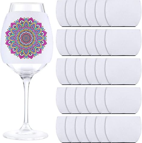 Sublimation On Wine Glasses, Sublimation Ornaments, Glass Insulators, Water Into Wine, Sublimation Blanks, Diy Wine, Drink Sleeves, Wine Glasses, Cold Drinks