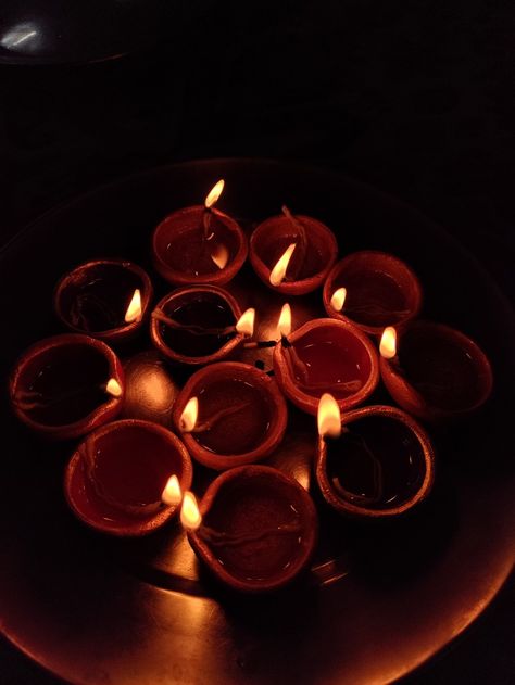 #lights #diyas #aesthetic Diyas Aesthetic, Diya Candle, Pinterest Life, Diwali Diya, Grade 12, Tea Light Candle, Diwali, Aesthetic Pictures, Tea Lights