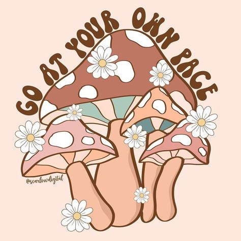 Mushroom Sublimation, Boho Mushroom, Retro Artwork, Doodles Drawings, Floral Png, Png Floral, Random Aesthetic, At Your Own Pace, Summer Png