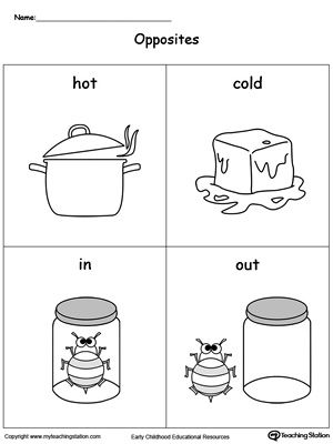 **FREE** Opposites Flashcards: Hot Cold In Out Worksheet.Use these flashcards to introduce opposites to your preschooler and improve their vocabulary. Opposites Flashcards, Opposites Preschool, Opposites Worksheet, Free Preschool Worksheets, Kindergarten Worksheets Printable, Printable Preschool Worksheets, English Worksheets For Kids, Printable Flash Cards, School Worksheets