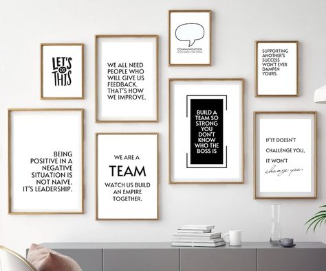 Mega Bundle of 50 Prints, Office Wall Decor, Home Office Decor, Motivational Office Decor for Team, Office Art, Modern Workplace Posters - Etsy Coaches Office Ideas, Large Office Wall Decor, Man’s Office, Office Decor Workplace, Team Office, Wall Decor Home Office, Motivational Office Decor, Salon Office, Beautiful Modern Homes