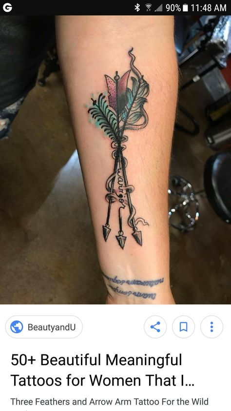 Feather arrow tattoo Arrow Arm Tattoo, Tattoos For Women On Thigh, Arrow Tattoos For Women, 16 Tattoo, Tattoo Trend, Meaningful Tattoos For Women, Disney Tattoo, Arrow Tattoo, Arrow Tattoos