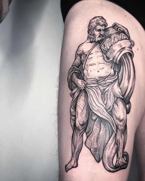 Sketch Style Tattoos, Heaven Tattoos, Native Tattoos, Aquarius Tattoo, Statue Tattoo, C Tattoo, Zodiac Sign Tattoos, Jesus Tattoo, Mythology Tattoos