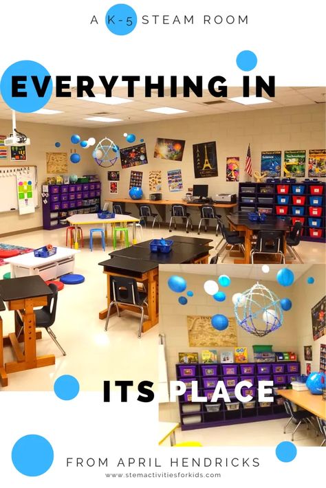 Amazing STEM Classrooms that Inspire - STEM Activities for Kids Maker Space Classroom Design, Stem Classroom Setup, Stem Lab Design, Lab Organization, Stem Classroom Decor, Stem Bulletin Boards, Steam School, Steam Teacher, Steam Classroom