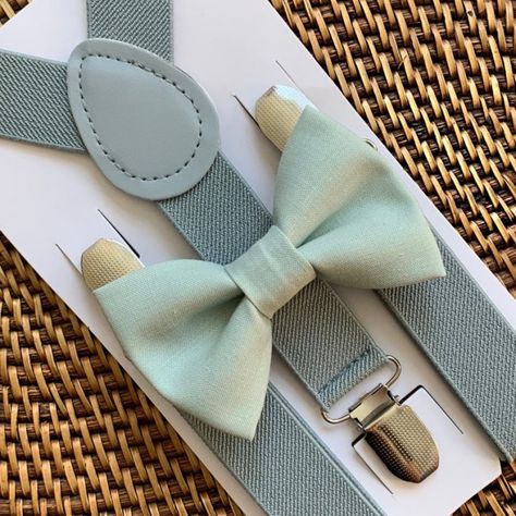 Bowling Wedding, Sage Bow Tie, Sage Green Bow Tie, Grey Suspenders, Tie And Suspenders, Olive Wedding, Green Bow Tie, Bearer Outfit, Easter Bows