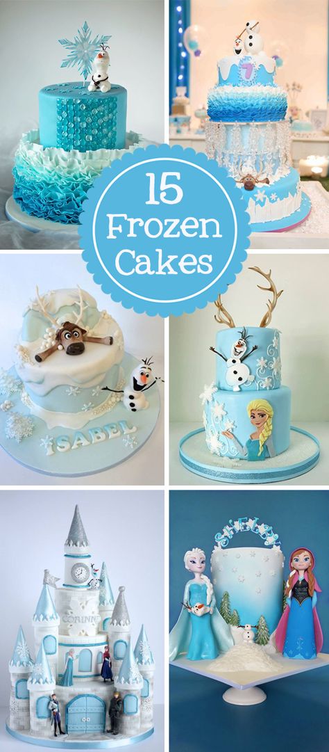 15 GORGEOUS cakes inspired by the movie Frozen... these are phenomenal. Frozen Cake Ideas, Elsa Torte, Frozen Birthday Party Cake, Pastel Frozen, Bolo Frozen, Frozen Bday Party, Cupcakes Decorados, Different Cakes, Frozen Inspired