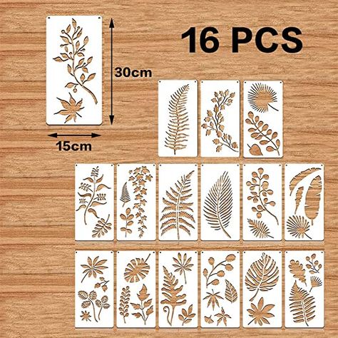 16 Pieces Leaf Stencils Tropical Foliage Stencil Set Reusable Painting Leaves Stencil for Painting on Wall Canvas Furniture Floor Fabric : Amazon.co.uk: DIY & Tools Leaves Stencil, Leaf Wall Stencil, Sheet Painting, Geometric Stencil, Stencil Painting On Walls, Drawing Stencils, Leaf Stencil, Leaf Painting, Painting Templates