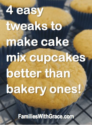 With 4 easy tweaks, you can make cake mix cupcakes taste better than bakery ones. Seriously! Whether you love baking or not, I promise you can use these tips to make your next birthday party yummy! #cupcakerecipe #recipe #cupcakes #bake #easy #cake #birthday #birthdayparty #party via @FamiliesWithGrace Perfect Cupcakes From A Box How To Make Cake Mixes, How To Make Boxed Cupcakes Better, Using Cake Mix To Make Muffins, Box Cupcakes With Pudding Mix Vanilla, Elevate Box Cupcakes, Bakery Cupcake From Cake Mix Boxes, Best Cupcake Recipe Box Vanilla Cake, Moist Boxed Cupcakes, How To Make Vanilla Cake Mix Better