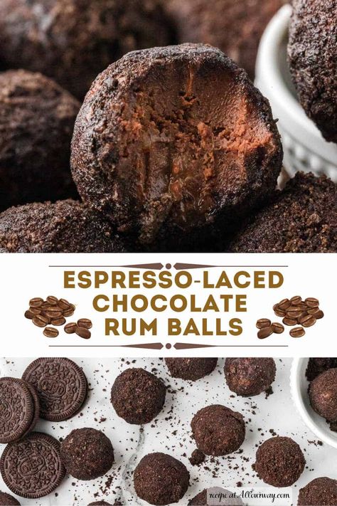 Are you Looking for a decadent, boozy, and perfect holiday dessert? These Chocolate rum Balls are made with dark rum and espresso coffee powder and rolled in crushed Oreos. A no-bake Italian-inspired treat that's impossible to resist! Rum Balls Boozy, Boozy Cookies, Chocolate Rum Balls, Boozy Baking, Italian Accent, Rum Truffles, Easy Indian Dessert, Kids Snack Food, Cookie Exchange Recipes