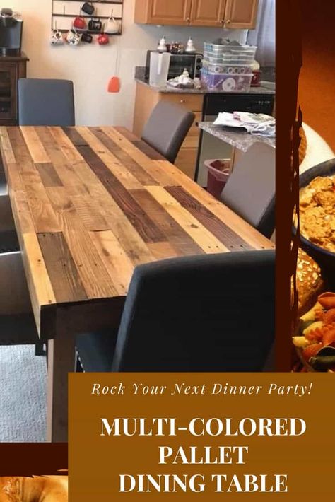 Pallet Dining Room Table, Homemade Kitchen Tables, Pallet Floors, Pallet Dining Table, Round Dining Room Sets, Style On A Budget, Pallet Kitchen, Wood Dining Room Table, 1001 Pallets