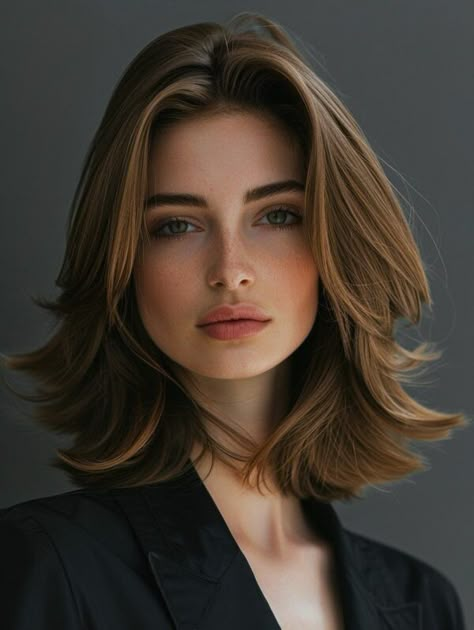 Shoulder Layered Hair, Curled Hairstyles For Medium Hair, Shoulder Haircut, Romantic Waves, Framing Layers, Face Framing Layers, Glam Hair, Medium Hair Cuts, Shoulder Length Hair