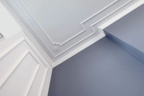 Classic Panel Molding and Panels for Ceiling and Wall Wood Ceiling Panels, Modern Baseboards, Coffered Ceiling Design, Wainscoting Hallway, Panel Molding, Ceiling Trim, Art Deco Door, Wood Columns, Ceiling Detail