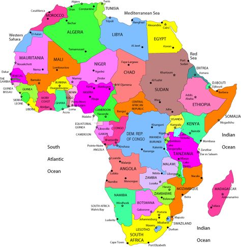 Africa Map Countries And Capitals | Online Maps: Africa country map Map Of Africa Printable, Free Printable World Map With Countries, Africa Map Aesthetic, African Countries Map, Tafawa Balewa, Africa Continent Map, Free Printable World Map, Opposites Worksheet, Continent Map