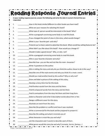 Reading Response Prompts, Reader Response Journals, High School English Activities, English Language Activities, 40 Book Challenge, Reading Response Questions, Reading Response Worksheets, Activities For Reading, Reading Response Journals