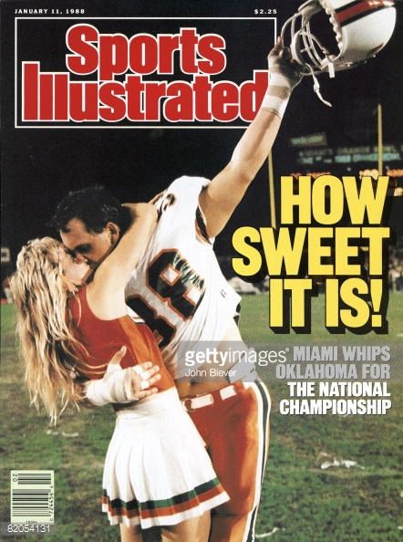 Miami Dennis Keller (18) victorious, kissing girlfriend and cheerleader Tammy McPhee after winning game vs Oklahoma. Description from gettyimages.com. I searched for this on bing.com/images Miami Oklahoma, Cheer Leaders, Sleeping Giant, Sports Illustrated Covers, Sport Magazine, Illustrated Magazine, Sports Magazine, Travel Sports, Sports Graphics