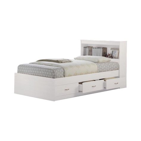 Timechee Twin Bed Frame with 3 Drawers And Hidden Storage Solid Wood - On Sale - Bed Bath & Beyond - 36496404 Captain Bed, Metal Daybed With Trundle, Twin Storage Bed, Platform Bed With Drawers, Small Apartment Bedrooms, Captains Bed, Metal Daybed, Bedroom Organization Storage, Bookcase Headboard