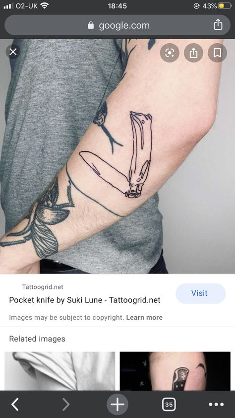 Folding Tattoo, Supernatural Background, Opinel Knife, Knife Tattoo, Folding Knife, Folding Knives, Tattoos And Piercings, Geometric Tattoo, Supernatural