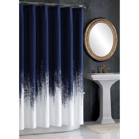 Lyon Shower Curtain Navy Blue Shower Curtain, Luxury Shower Curtain, Blue Bathroom Decor, Blue Shower Curtains, Cotton Shower Curtain, Bathroom Themes, Luxury Shower, Bathroom Remodel Shower, Floral Shower Curtains