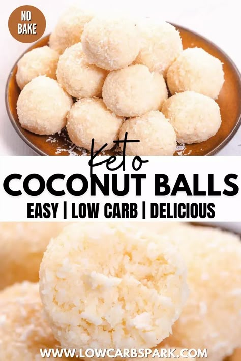 No Bake Coconut Balls, Macaroons Easy, Keto No Bake, 2023 Food, Coconut Protein, Coconut Balls, Keto Candy, Coconut Desserts, Low Carb Sweeteners