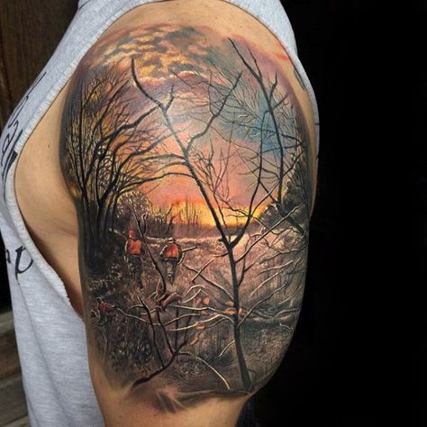 Memorial Father And Son Realistic Hunting Half Sleeve Tattoo Natur Tattoo Arm, Memorial Tattoo Designs, Hunting Tattoos, Nature Tattoo Sleeve, Father Tattoos, Full Sleeve Tattoo Design, Tattoo For Son, Memorial Tattoo, Full Sleeve Tattoos