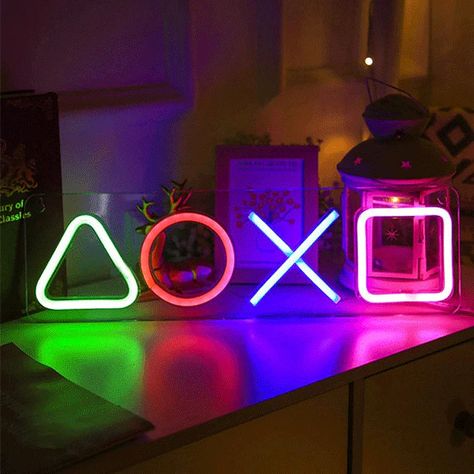 Games Room LED Light Signs - Aha Neon Led Light Signs, Vibe Bedroom, Gaming Bedroom, Game Room Signs, Gaming Center, Game Zone, Fox Wall Art, Shopping Games, Neon Wall Signs