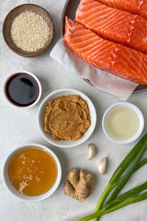 Ready in 30 minutes, this baked honey miso salmon recipe combines sweet and salty flavors for is great for a quick, easy, and healthy dinner. White Miso Salmon Recipe, Honey Miso Salmon, Miso Salmon Recipe, Gut Protocol, Miso Glazed Salmon, Miso Salmon, Sauce For Salmon, Honey Salmon, Honey Sauce